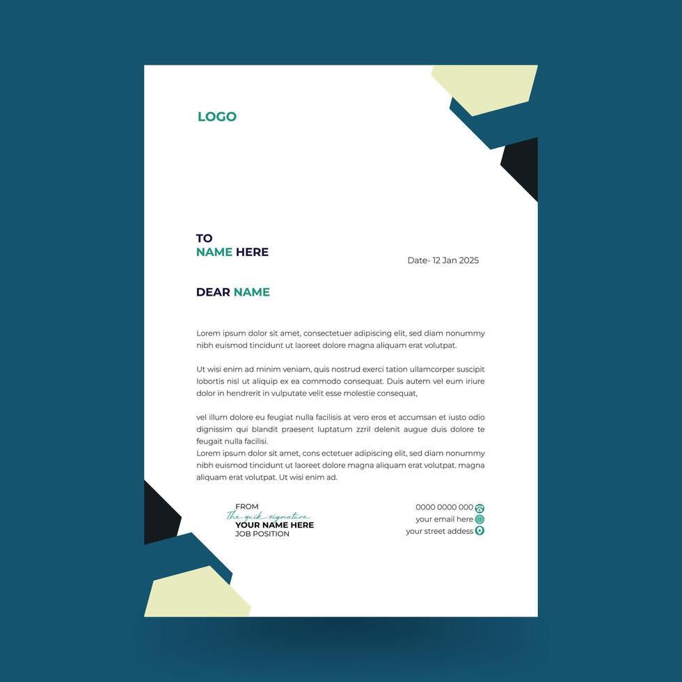 Letterhead Creative business in abstract design template. Modern corporate template design. vector