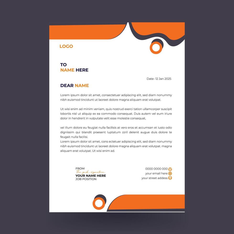 corporate letterhead template design, Modern letterheads design template, Professional company letterheads template for business and project with yellow and black color. vector