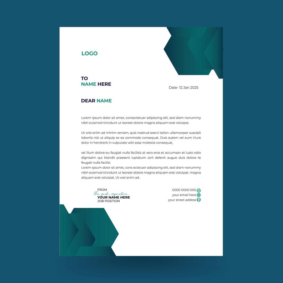 corporate letterhead template design, Modern letterheads design template, Professional company letterheads template for business and project with blue color. vector