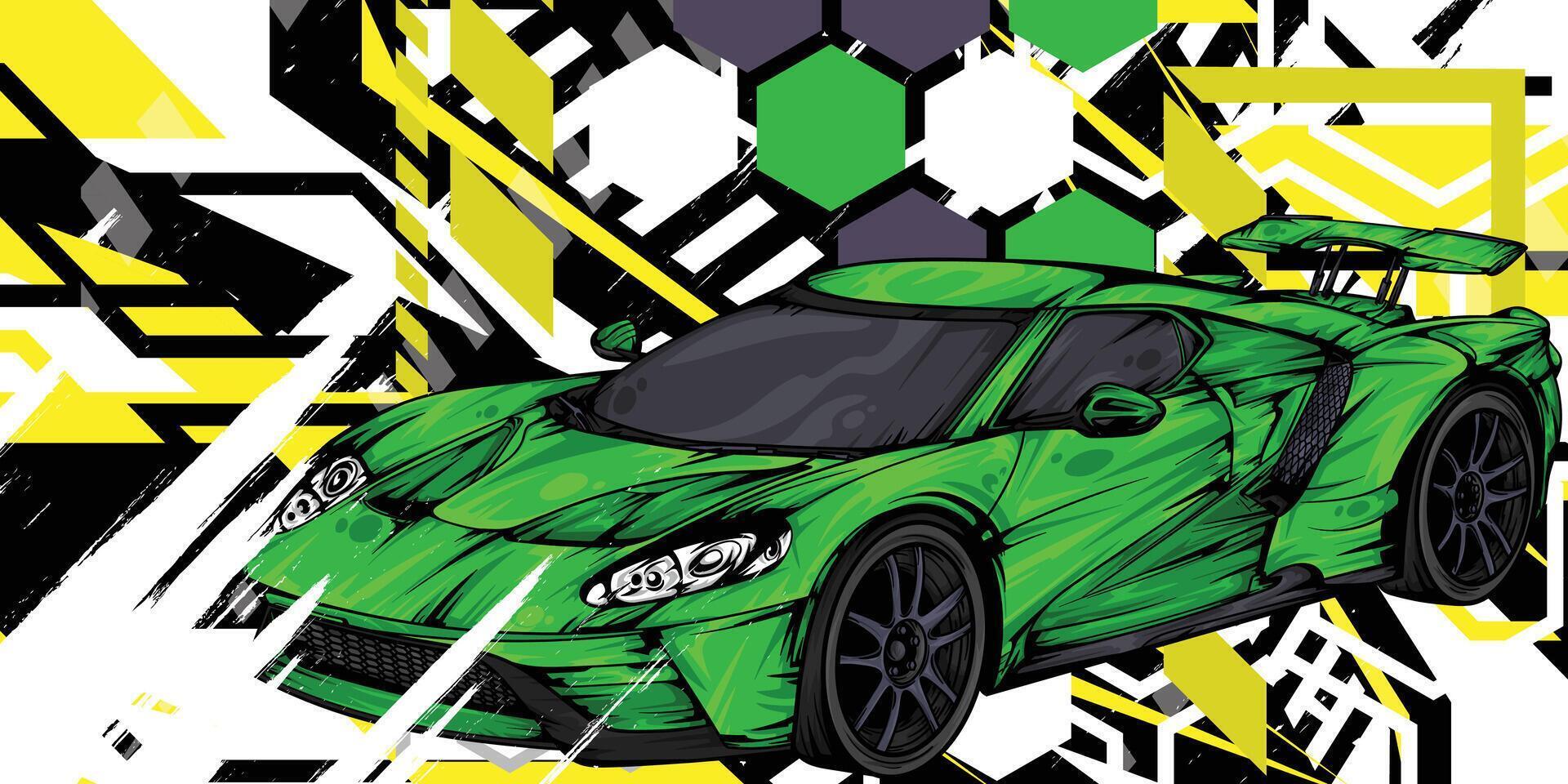 Racing car background with cool abstract lines vector