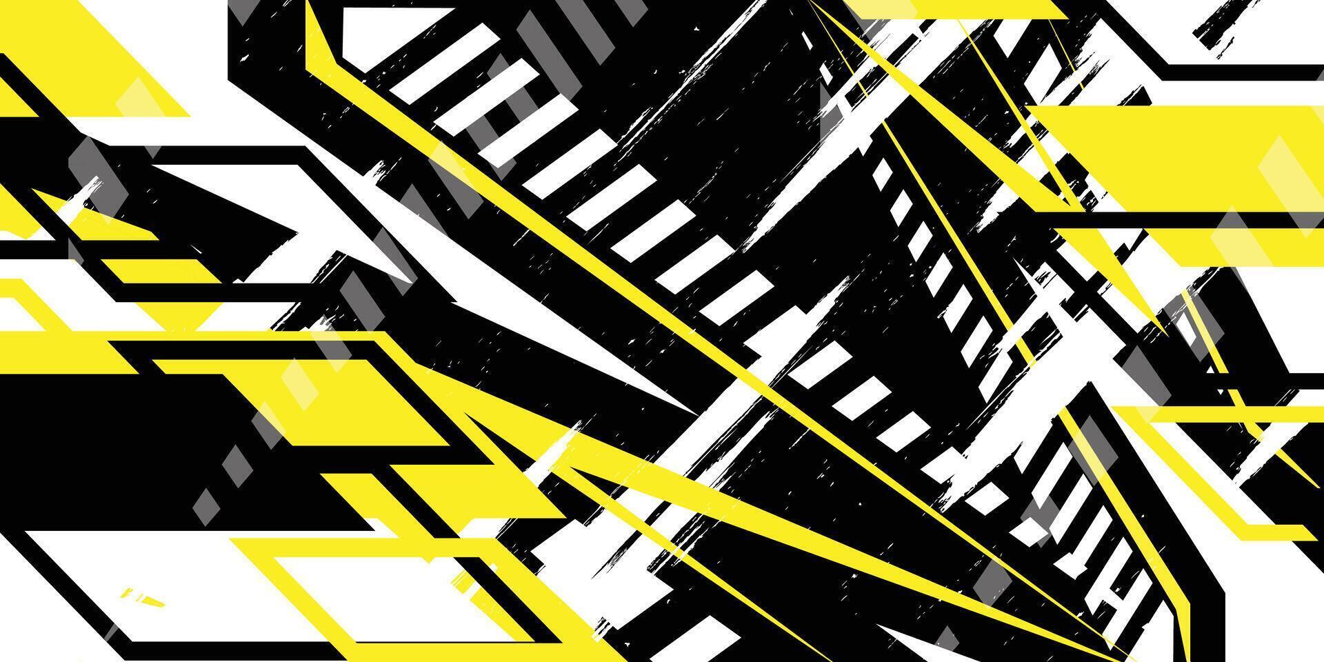 abstract geometric design with black and yellow lines vector