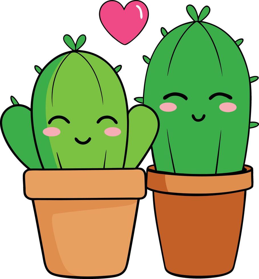 valentines day cactus plants vector