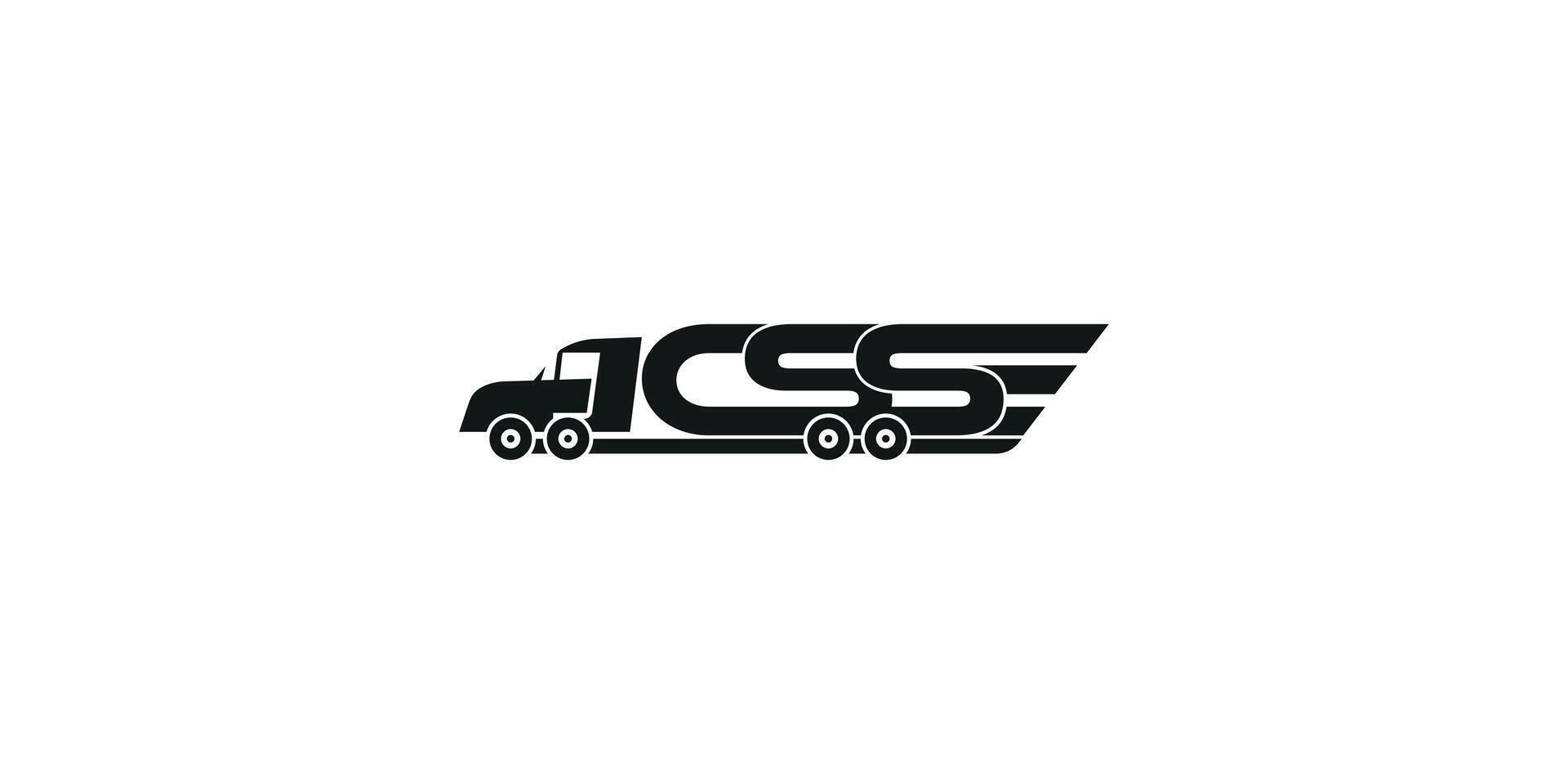 Truck Logo With Letter CSS Isolated Design vector
