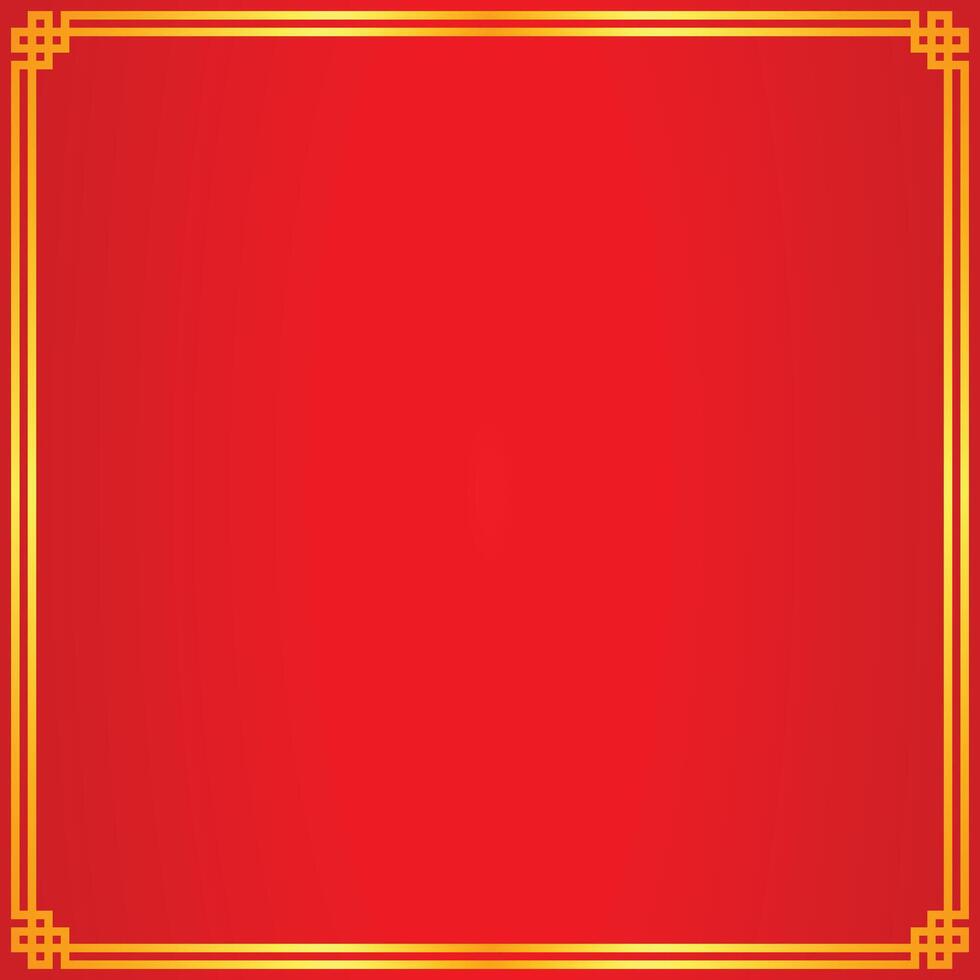 2 line square gold frame border corner red background for copy space text Chinese New Year illustration vector