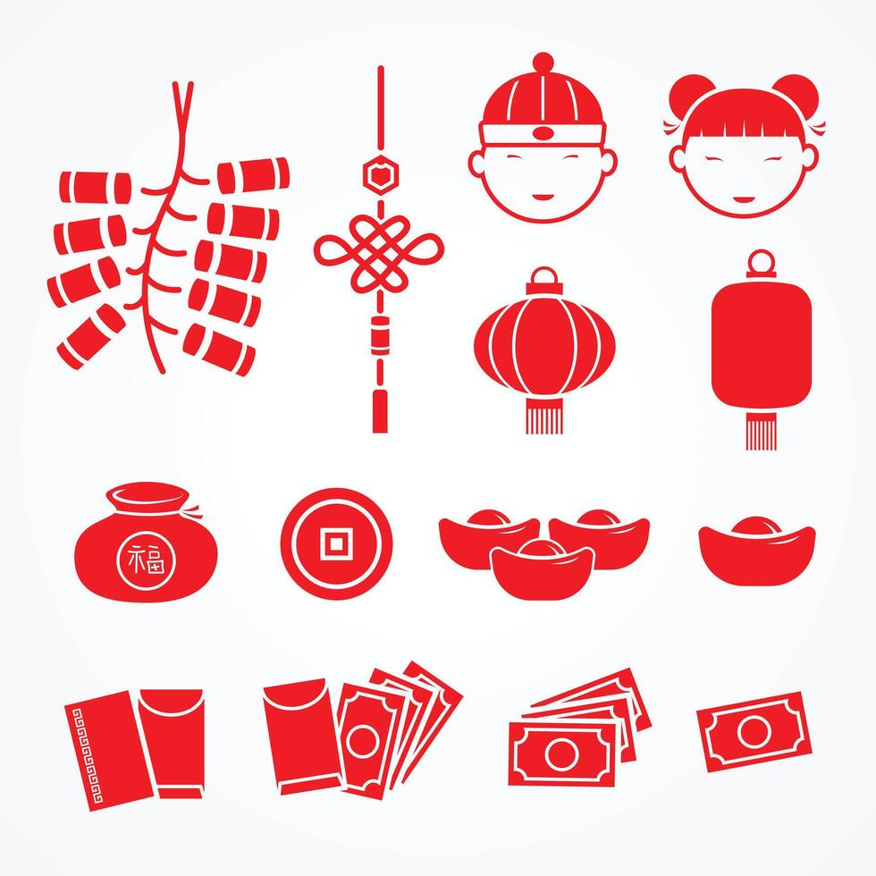 Chinese New Year Festival Icons vector