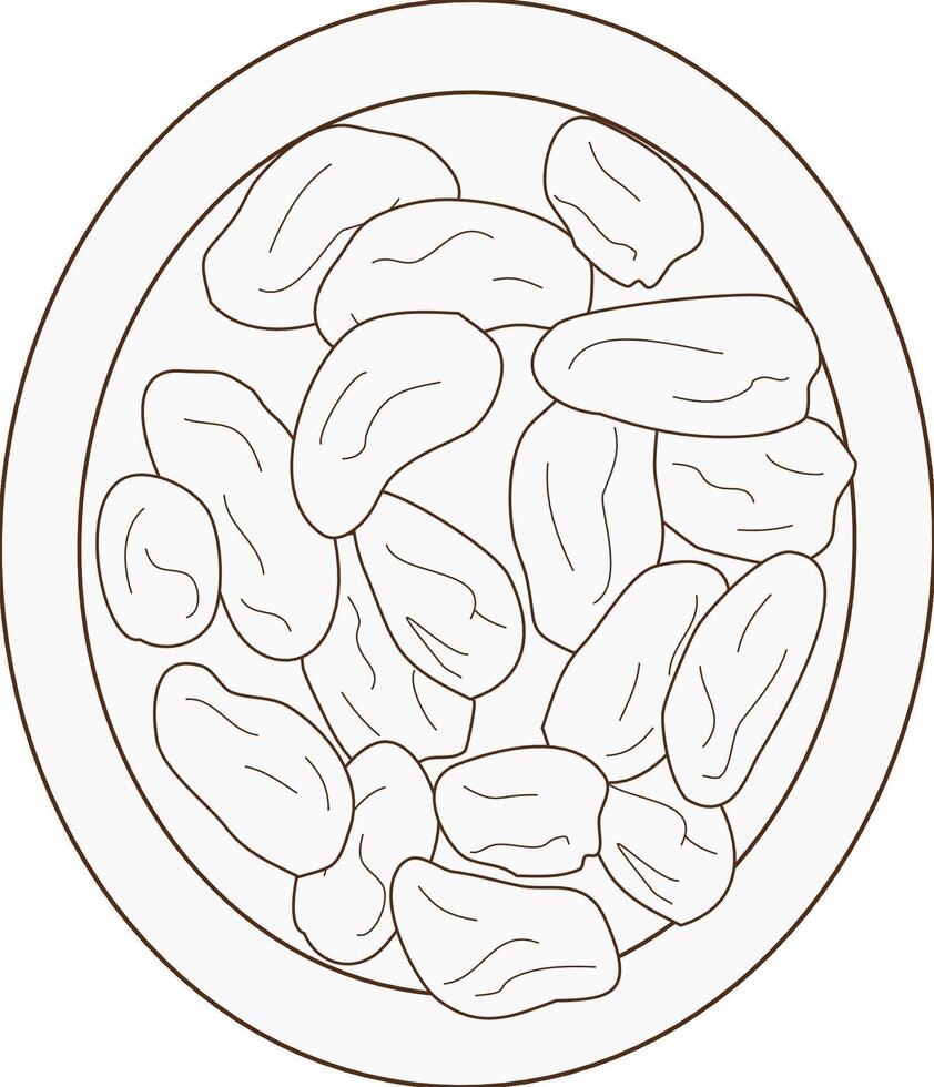 a drawing of dates in a plate vector