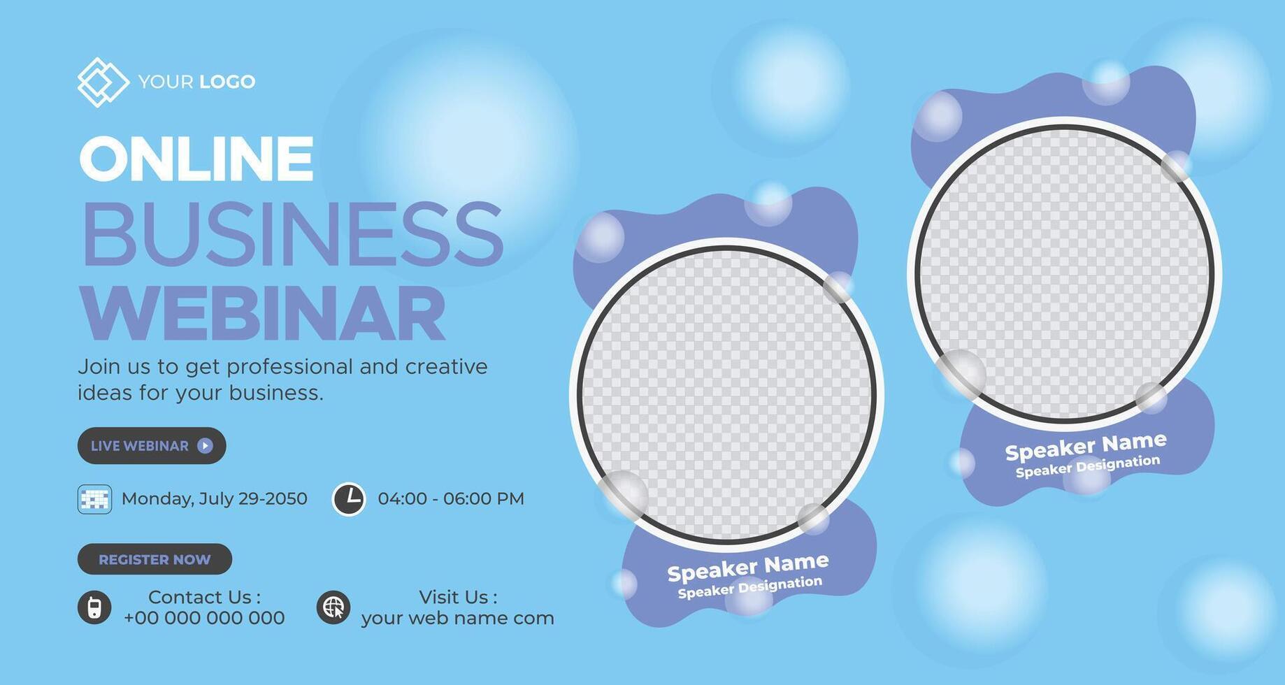 online business webinar design with abstract soft blue background and circular shapes for modern professional presentations vector