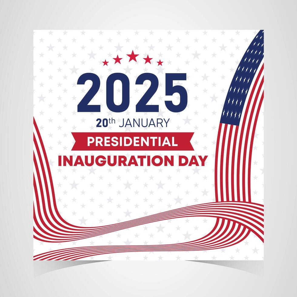 2025 Presidential Inauguration Day design with red and blue colors, stars, and wave elements for national celebration vector