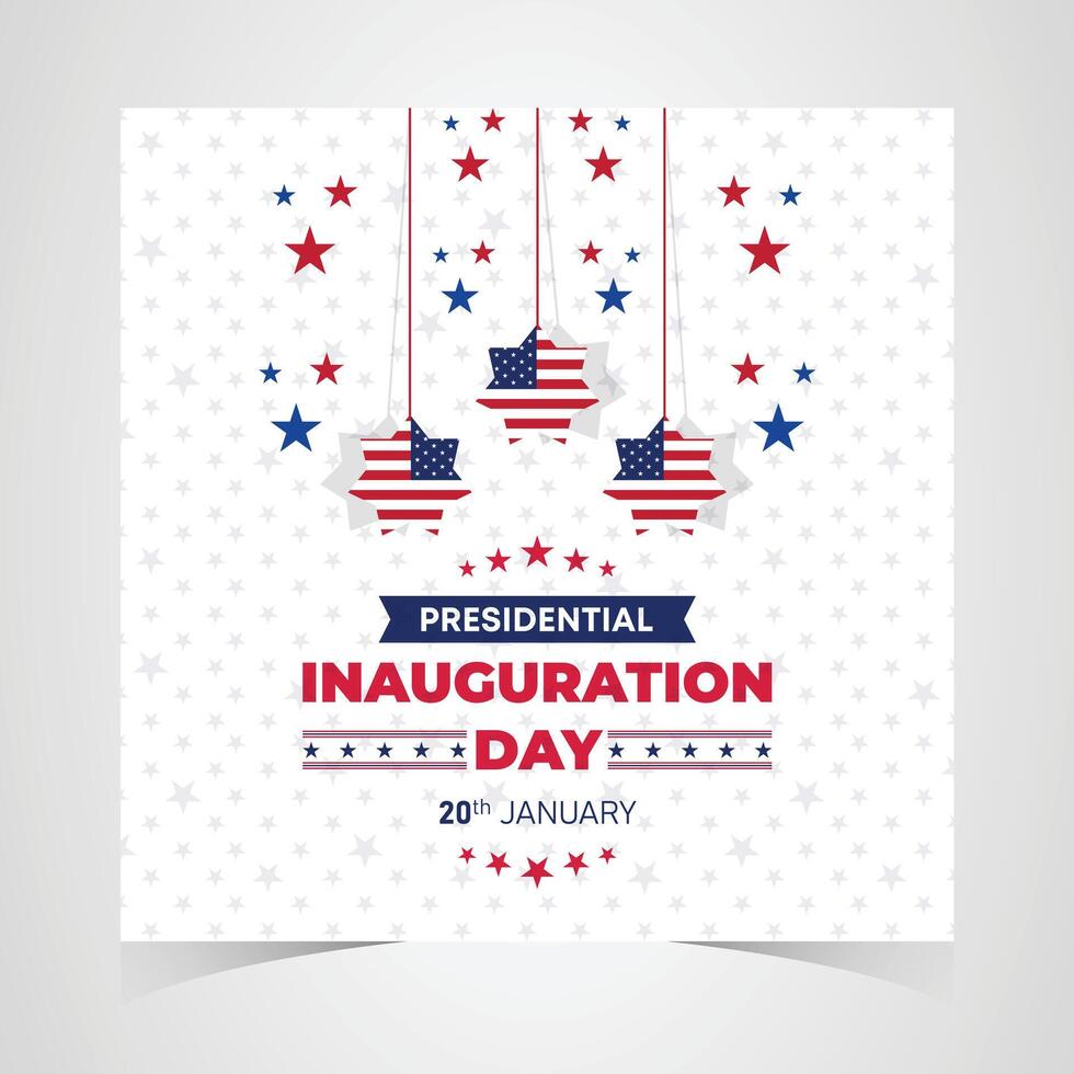 Presidential Inauguration Day design with red, white, and blue striped banners and stars for national celebration and event design vector