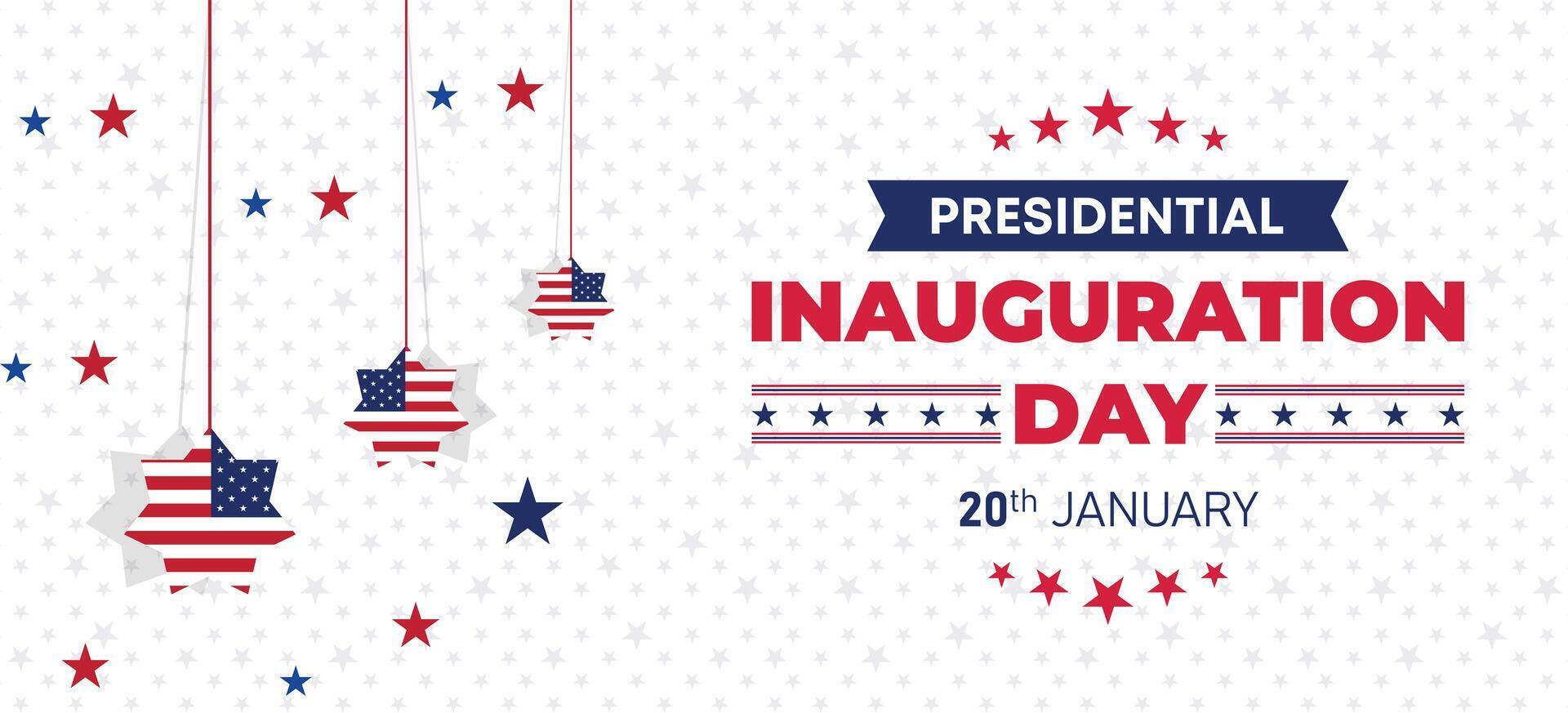 Presidential Inauguration Day design with red, white, and blue stars and stripes elements for national celebration on 20th January vector