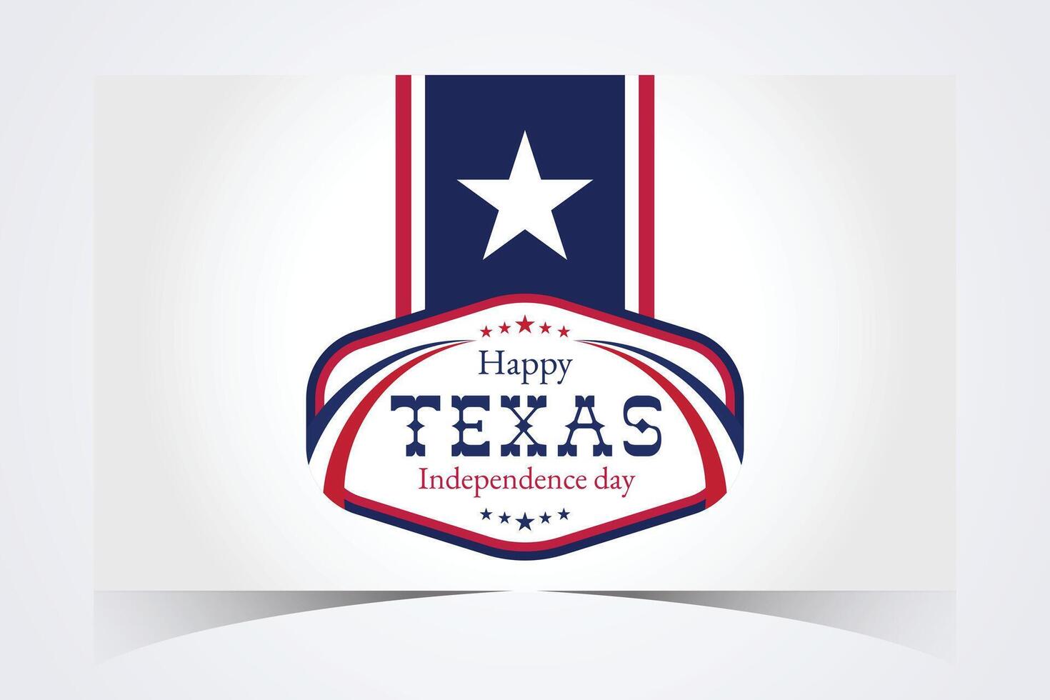 Texas Independence Day design with star emblem, red and blue ribbon elements, and bold text for patriotic celebration vector