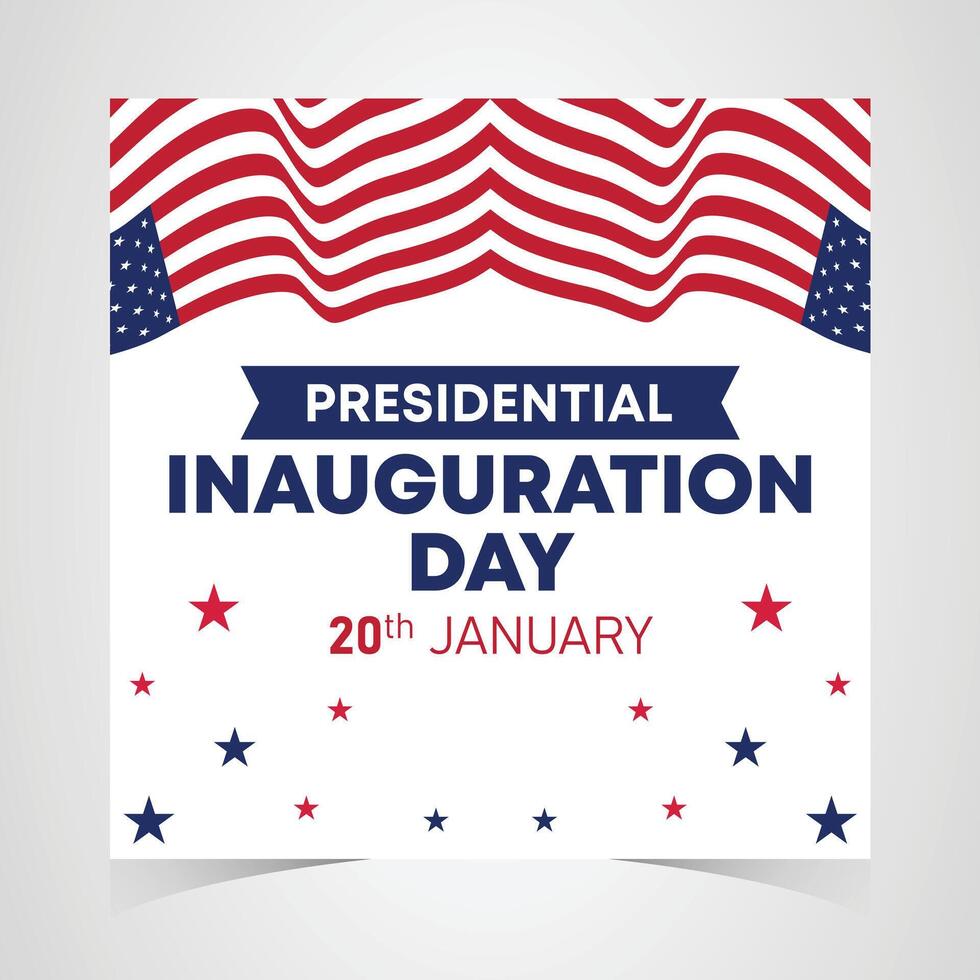 Presidential Inauguration Day design with red, white, and blue waves, stars, and bold text for national celebration vector