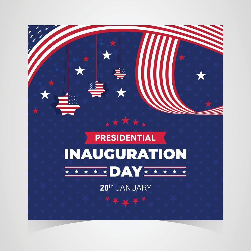 Presidential Inauguration Day design with red, white, and blue stars and stripes for 2025 national celebration event on 20th January vector
