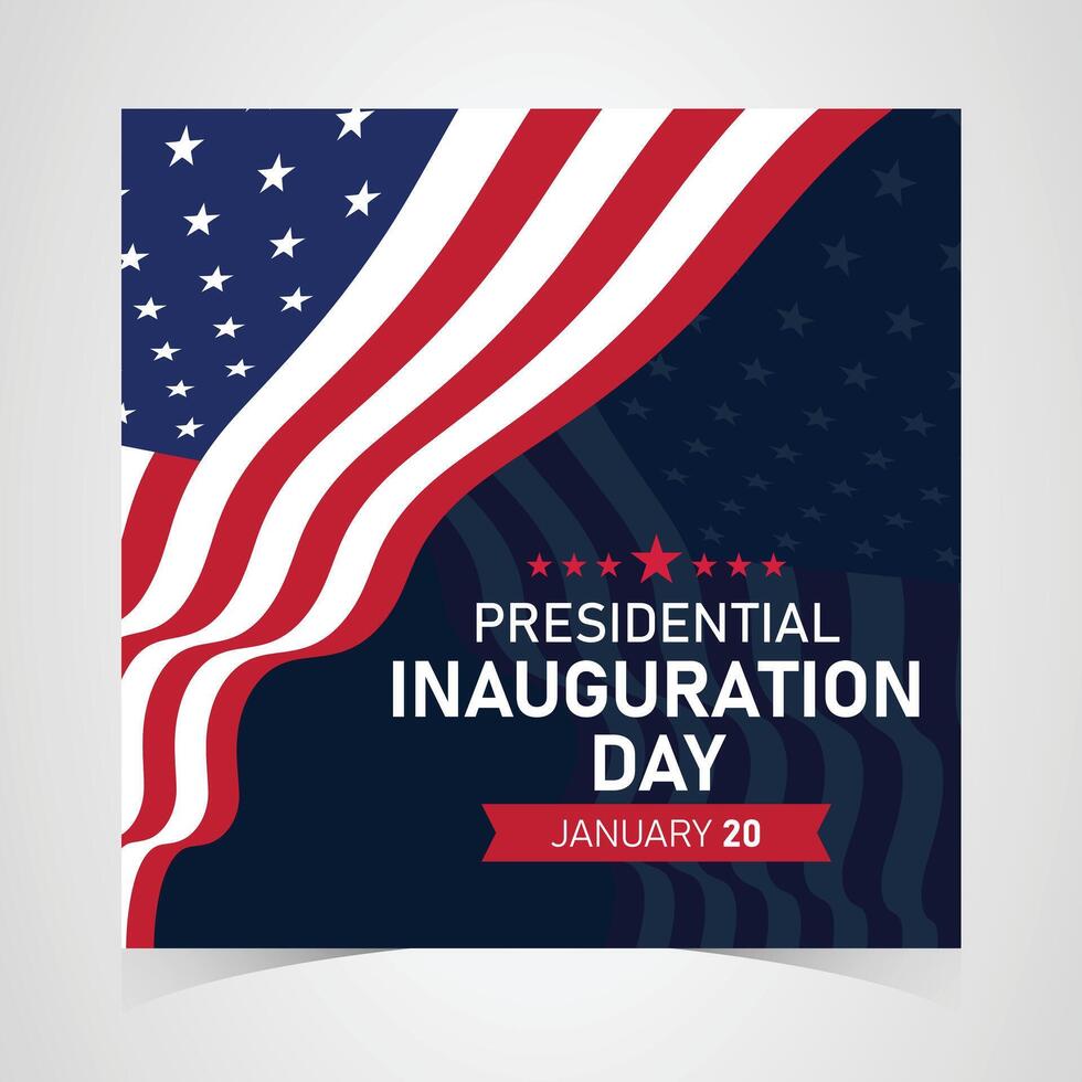Presidential Inauguration Day 2025 design with red, white, and blue flag stripes and bold typography for a festive national celebration vector