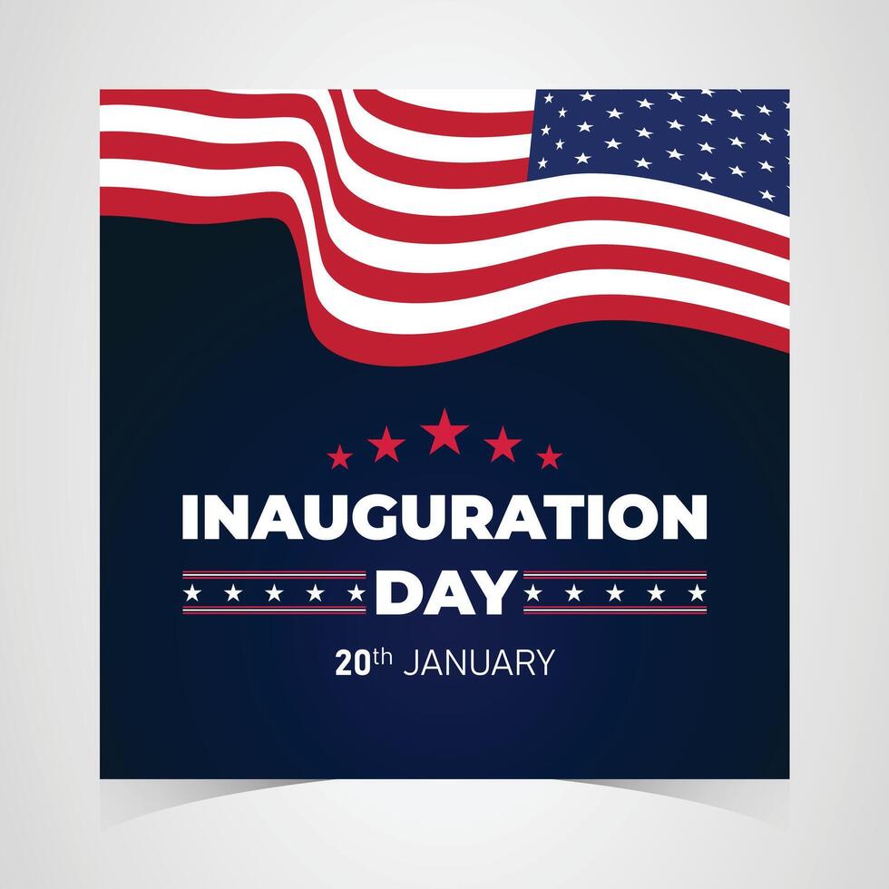 Presidential Inauguration Day design with waving red, white, and blue stripes and stars for national celebration on 20th January vector