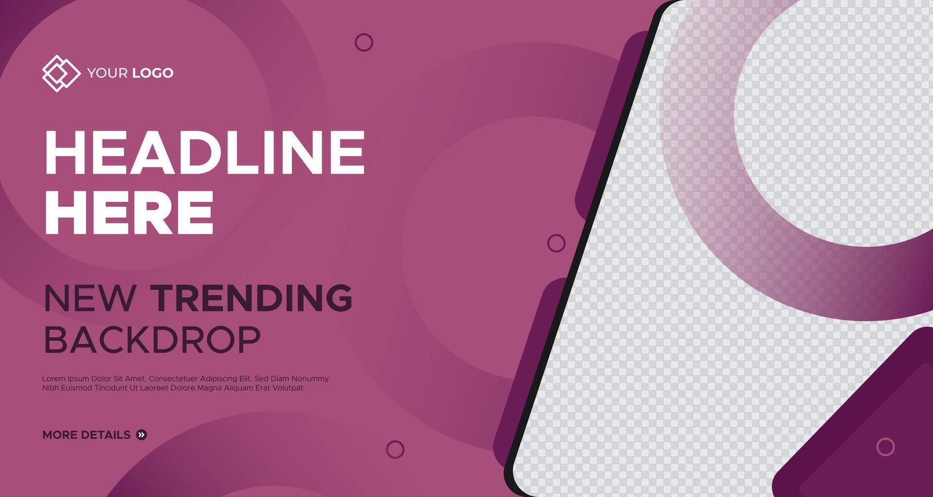 pink and purple gradient backdrop design with geometric shapes and circles for creative digital visuals vector