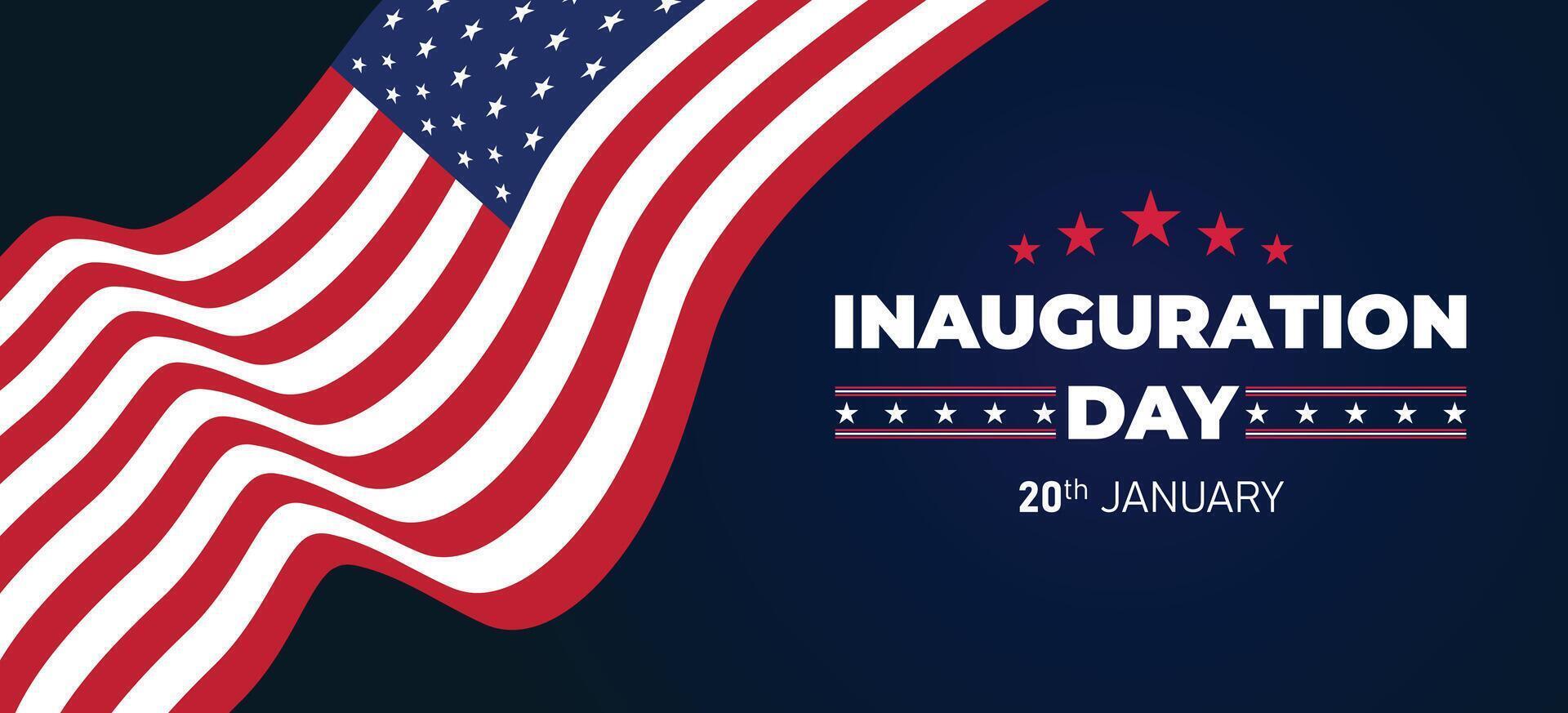 Festive Presidential Inauguration Day design with waving red and white stripes and blue stars for USA national celebration on 20th January vector