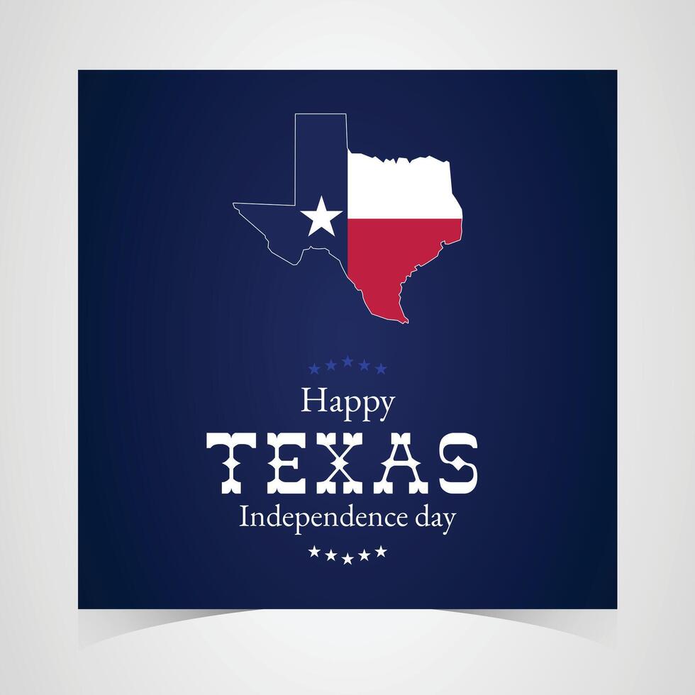Happy Texas Independence Day design with texas state outline, blue background, and stars for national pride celebration vector