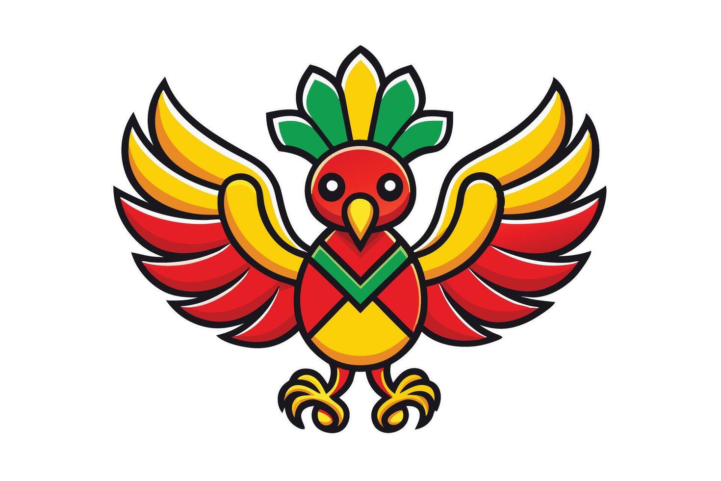 Sankofa bird symbolizing African heritage and cultural unity with bright red, yellow, and green wings for Black History Month vector