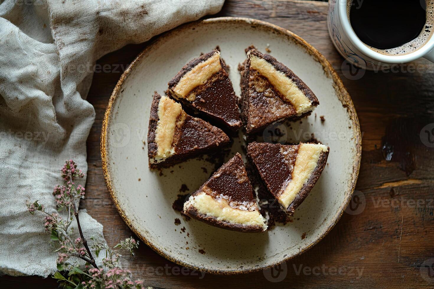 A plate with a slice of cake on it photo