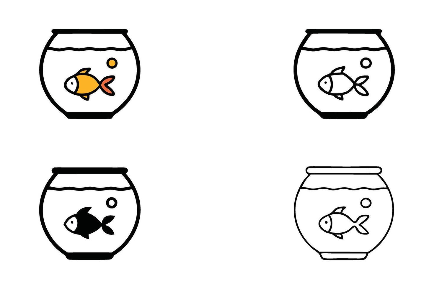 illustration set of fishbowls with goldfish and simple bubble patterns, perfect for crafting and kids design projects vector