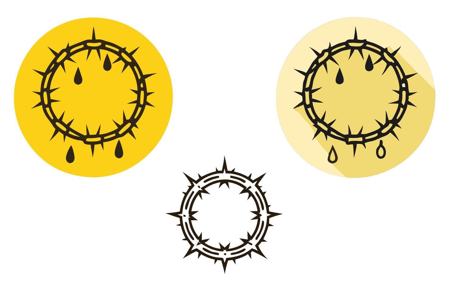 Line art icon set of crown of thorns featuring simple and symbolic religious designs for artistic, digital, and creative projects vector