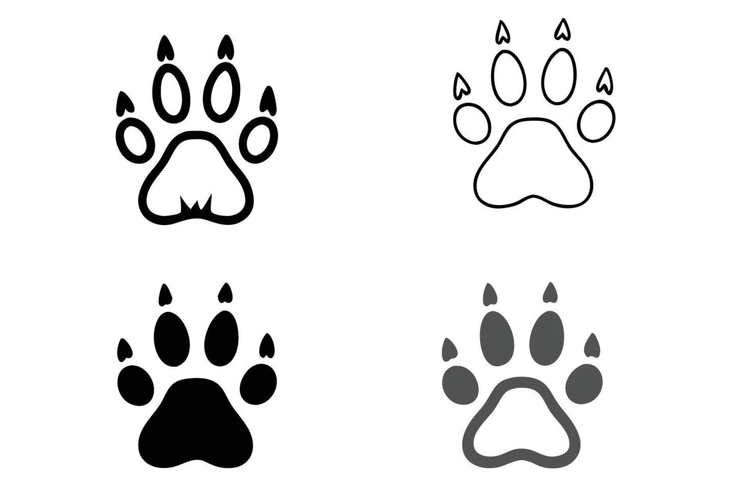 Creative animal paw print icon set, versatile for pet branding, educational purposes, and graphic design projects vector