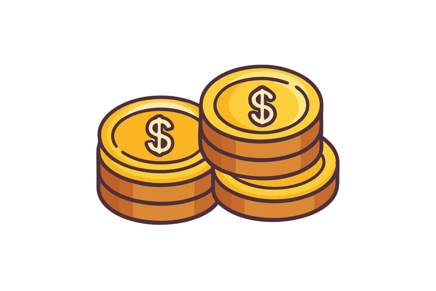 Minimalist illustration of gold coins with a dollar sign, perfect for showcasing financial growth, banking, and business prosperity vector