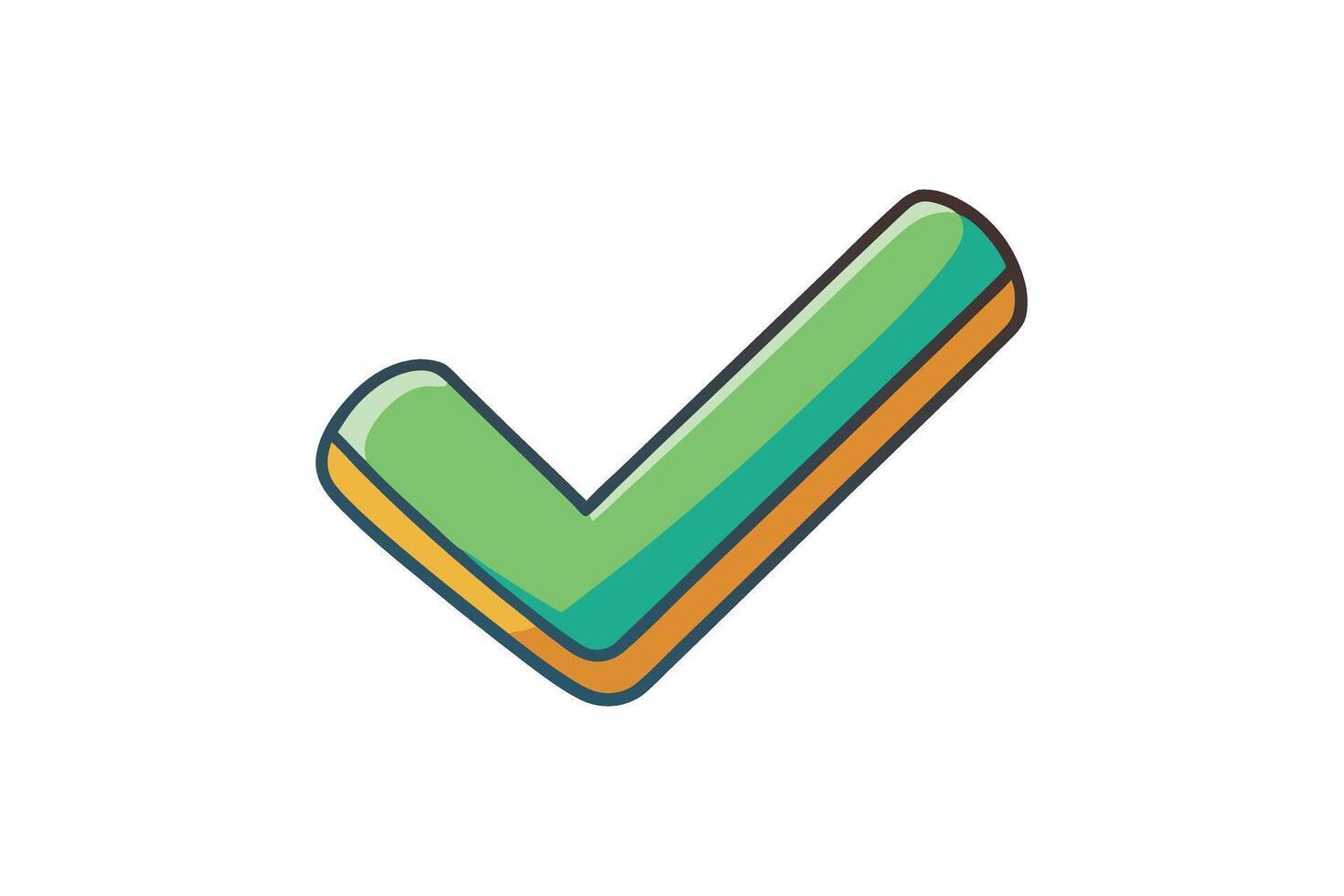 3D like green and orange checkmark illustration, perfect for showcasing approval, confirmation, or success with vibrant colors and depth vector