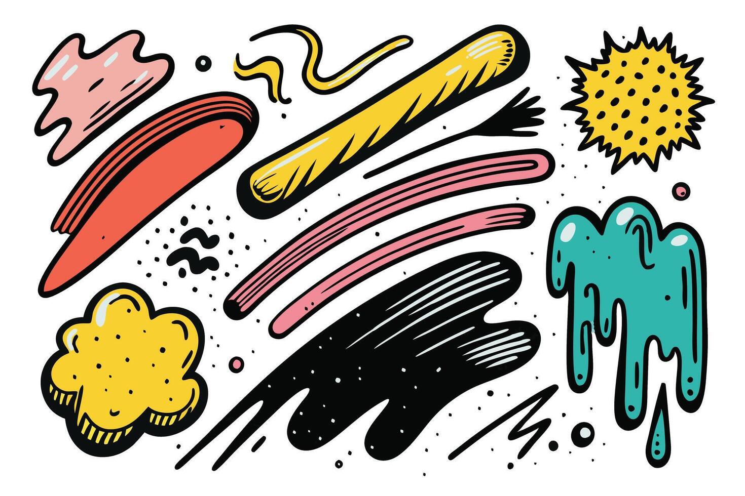 Creative abstract doodle art with bright colors, dynamic patterns, and playful shapes perfect for modern graphic design projects vector