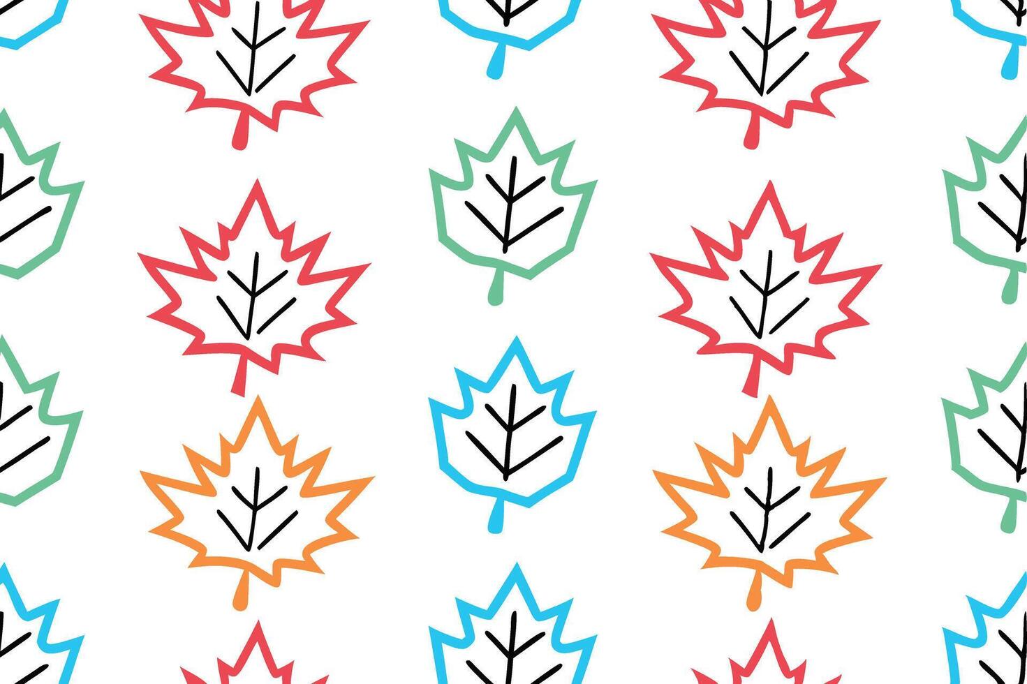 Colorful maple leaf illustrations in seamless patterns for autumn, Canada themed projects, and vibrant design inspirations vector