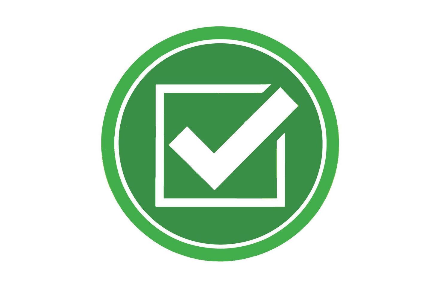 Green checkmark icon in a circular frame, symbolizing approval, confirmation, and success, perfect for quality assurance themes vector