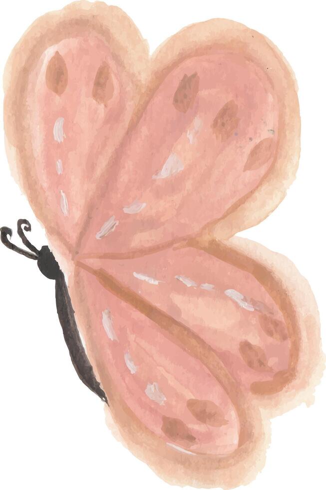 a watercolor drawing of a pink butterfly vector