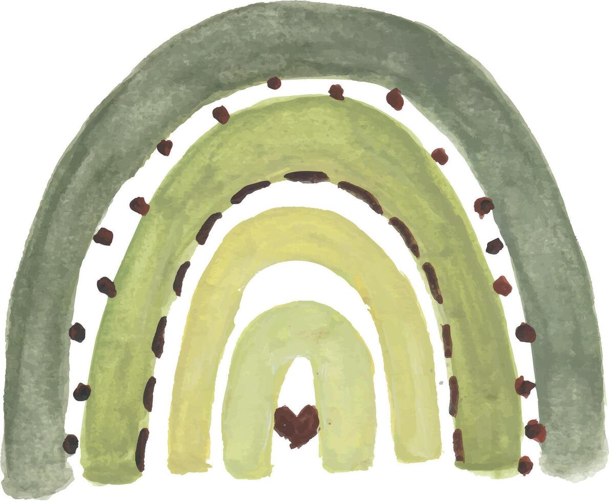 a watercolor illustration of a rainbow with a heart in the middle vector