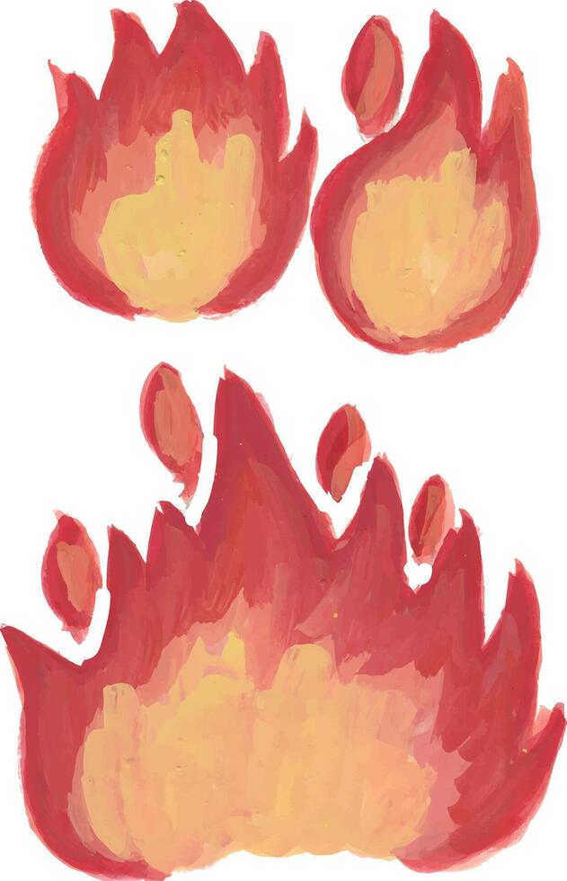fire flame burn watercolour illustration clip art vector