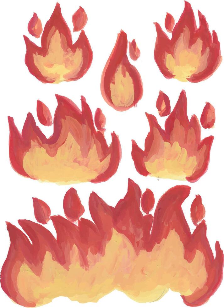 fire flame burn watercolor illustration clip arts vector
