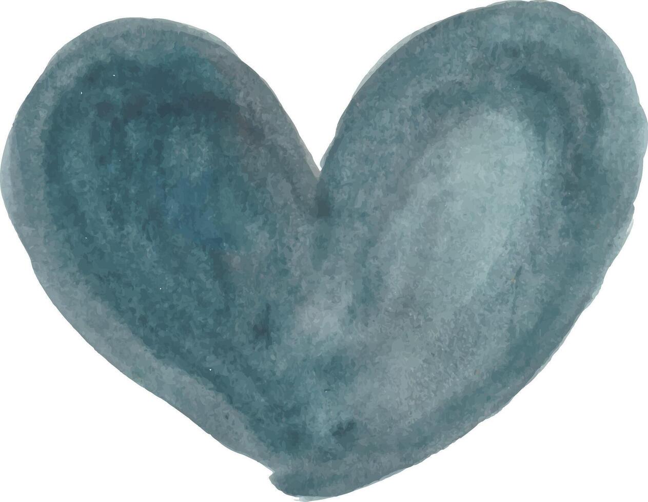 watercolor heart shape in blue on white background vector