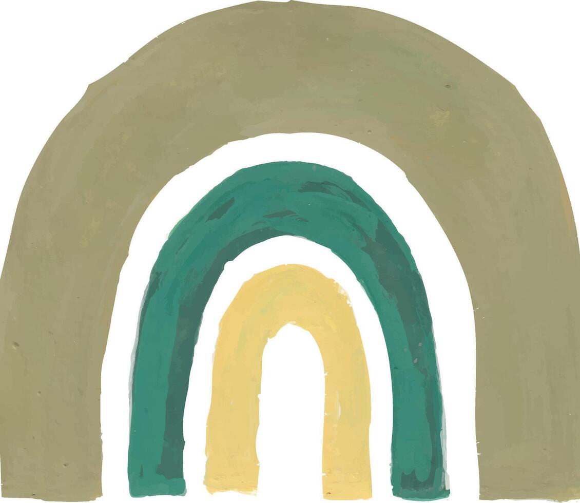 a painting of a rainbow with a green, yellow and white background vector