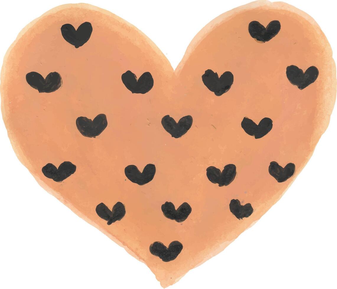 a heart shaped cookie with black hearts on it vector