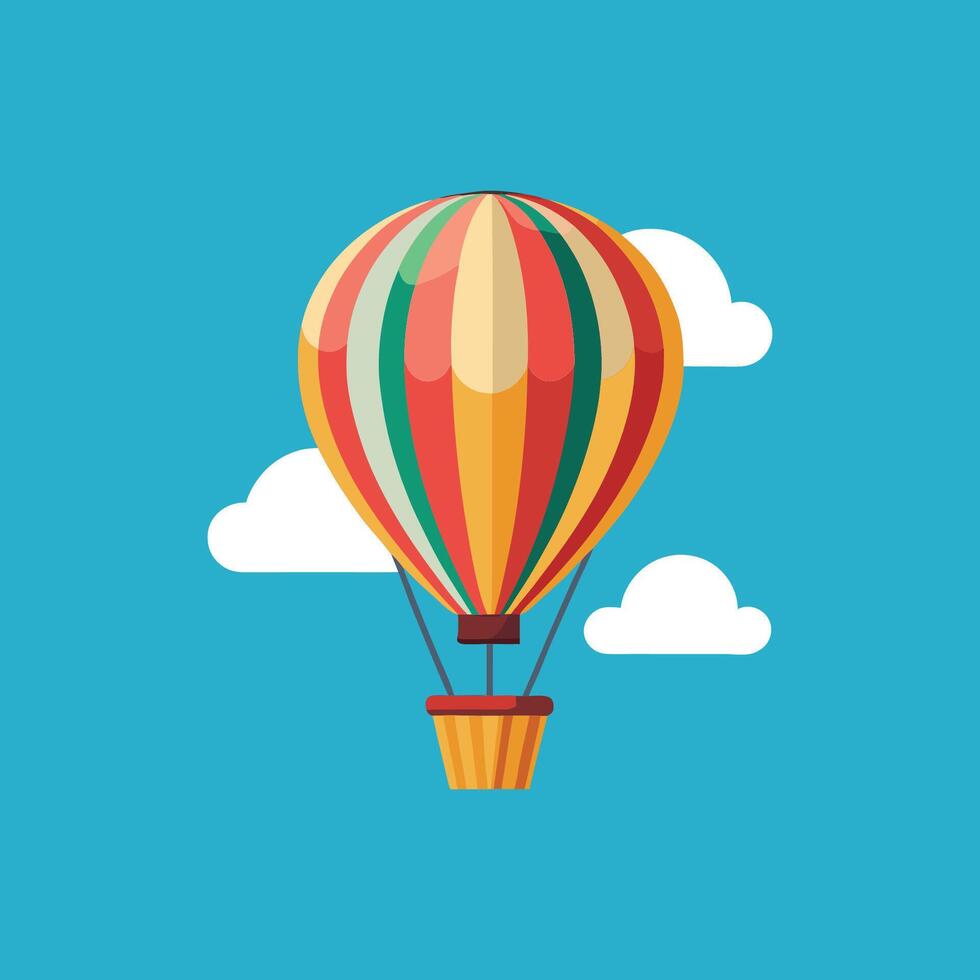 Hot air balloon with clouds and blue sky vector