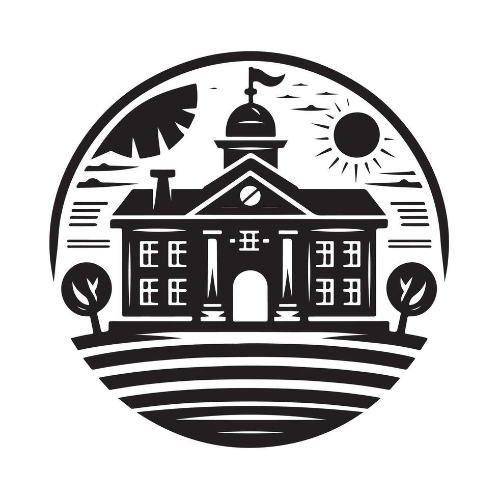 Modern School Silhouette Illustrations for Academic Institutions vector