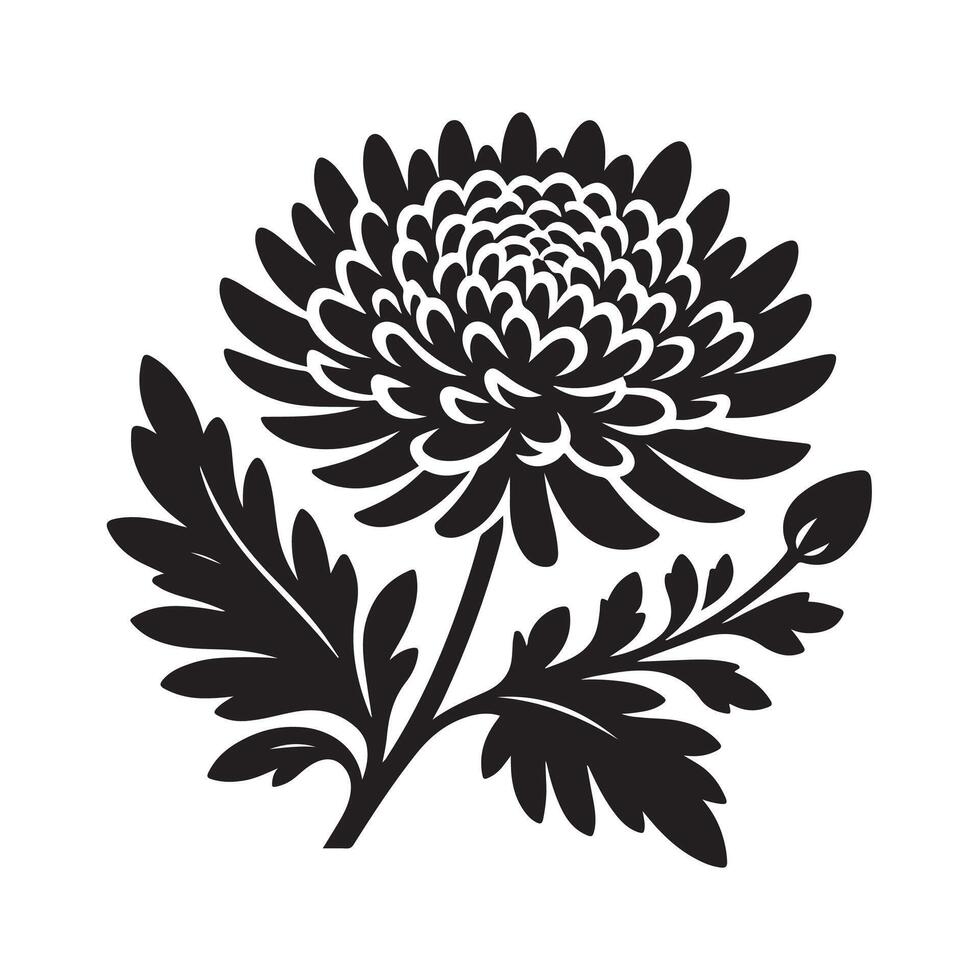 Stylized Floral Chrysanthemum Silhouette Art for Unique Designs vector