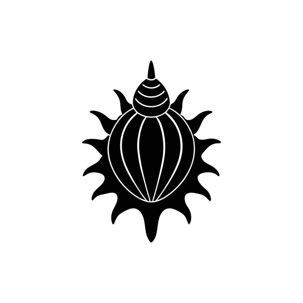 A black and white image of a shell vector