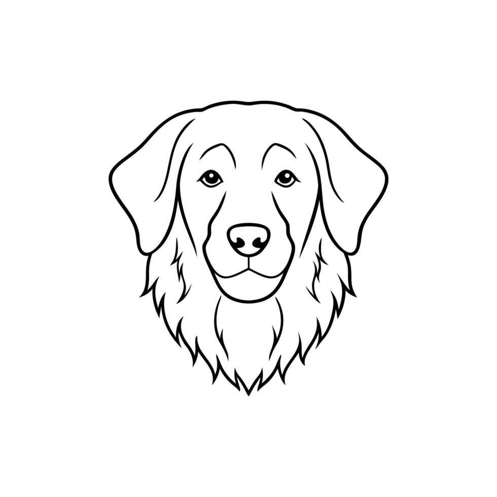 A dog's head is drawn in black and white vector