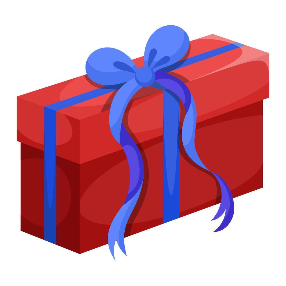 Red gift box with blue bow vector