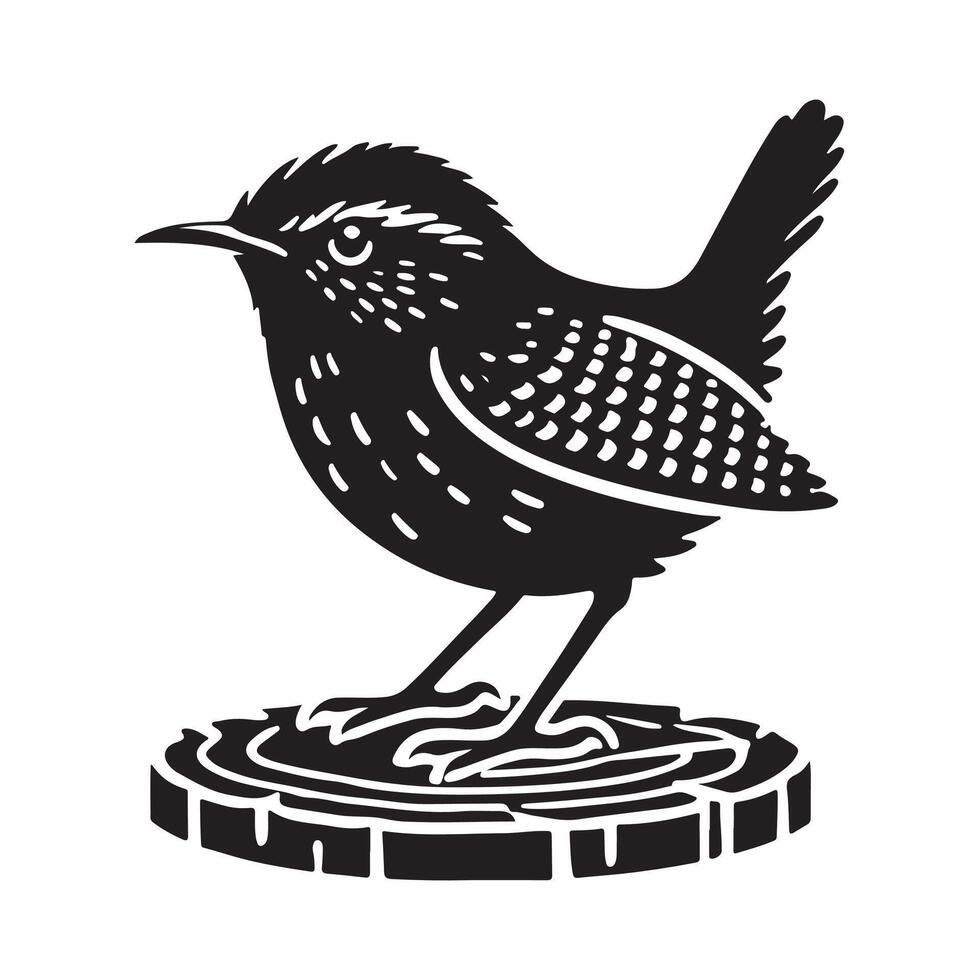 Eurasian Wren Silhouette Illustrations for Wildlife Art and Educational Projects vector