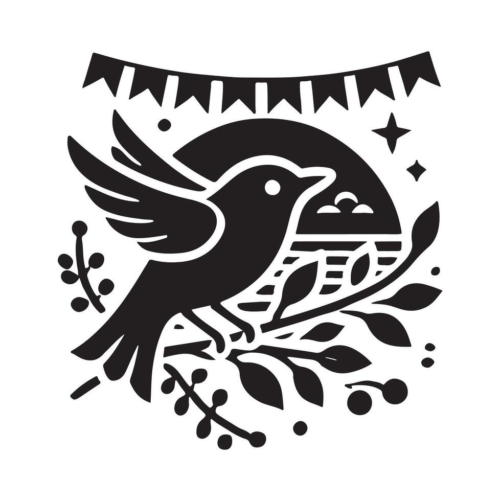 High-Quality Indigo Bunting Silhouette Illustrations for Art and Craft Projects vector