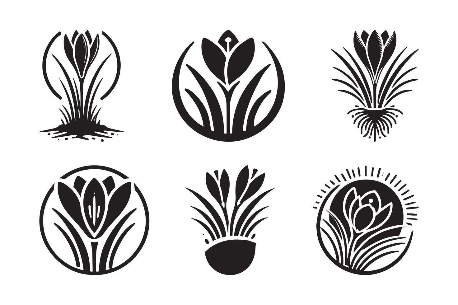Download Crocus Silhouette Illustrations for Custom and Personal Designs vector