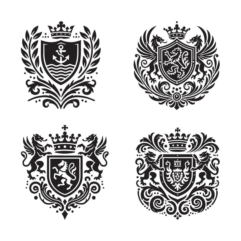 Heraldry Crest Stock Silhouettes for Traditional and Noble Crests vector