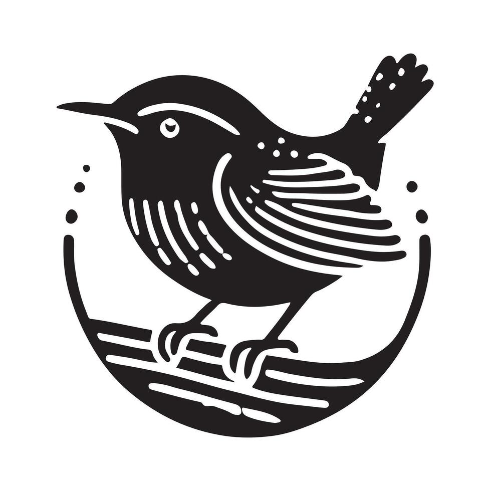 Eurasian Wren Silhouette Illustrations for Eco-Conscious and Nature-Based Graphics vector